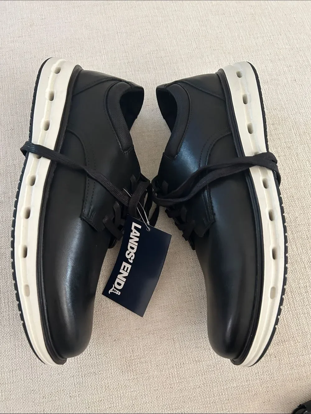Lands End Mens Sport Oxford Shoes Black White Hybrid Sneaker, Mens 9.5, NWT